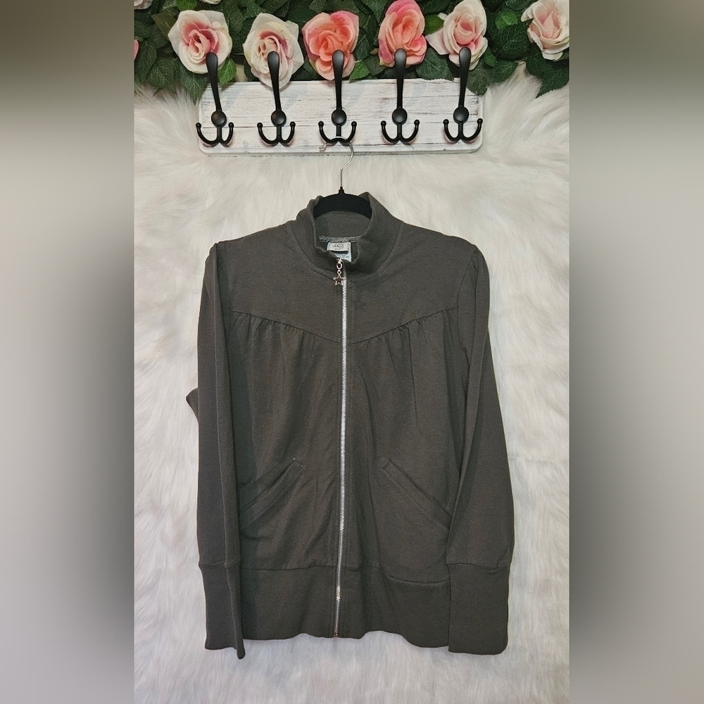 725 Originals Plus Zip-Up Ruched Sweater w/Pockets